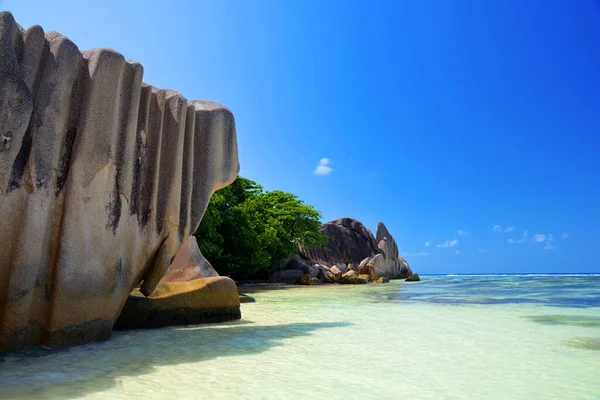 Hermosa Playa Anse Source Argent Digue Island Océano Índico Seychelles — Foto de Stock