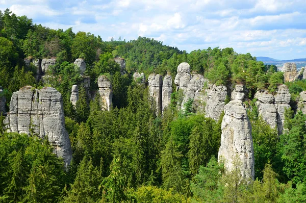 Vista Sobre Formações Arenito Rochoso Hruba Skala Bohemian Paradise Cesky — Fotografia de Stock