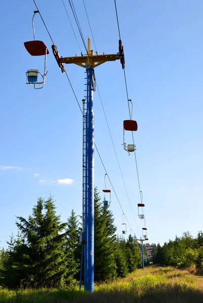 Kötélpálya Pancir Hegyen Sumava Nemzeti Park Cseh Köztársaság — Stock Fotó