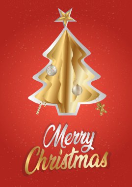 Zarif mutlu noeller vektör illüstrasyonu, tipografi tasarımı ve tatil dekorasyon unsurları. 