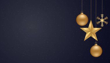 Yılbaşı, yeni yıl ve tatiller için zarif bir arkaplan çizimi. Altın yıldızla selamlama, takılar. 