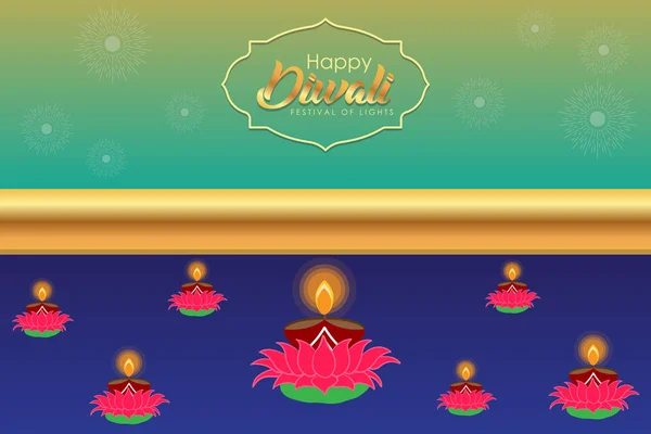 Indian Festival Diwali Celebration Vector Illustration Banner Background Poster Creative — Stock Vector