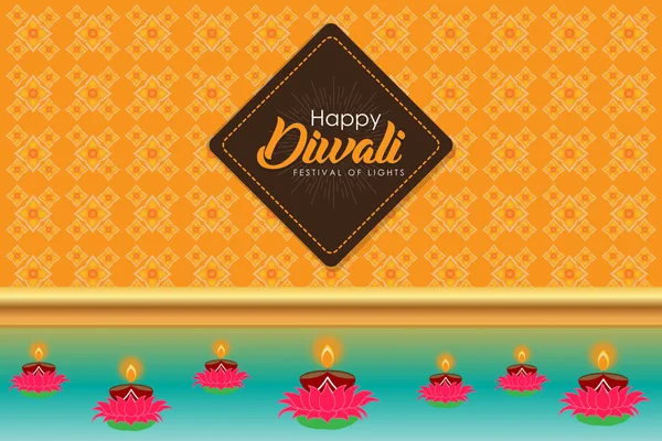 Indian Festival Diwali Celebration Vector Illustration Banner Background Poster Creative — Stock Vector