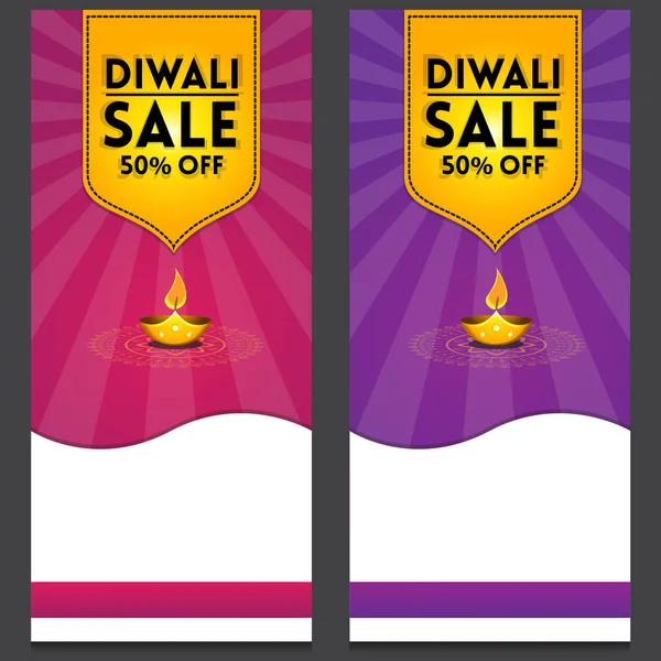 Banderas Celebración Diwali Festival Indio Venta Con Elementos Festivos Creativos — Vector de stock