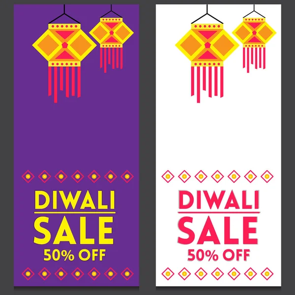 Banderas Celebración Diwali Festival Indio Venta Con Elementos Festivos Creativos — Vector de stock