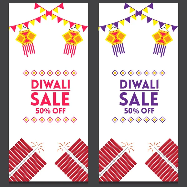 Banderas Celebración Diwali Festival Indio Venta Con Elementos Festivos Creativos — Vector de stock