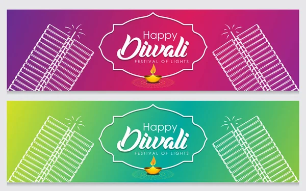 Fête Indienne Diwali Bannières Célébration Avec Des Éléments Fête Créatifs — Image vectorielle