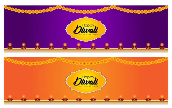 Indisches Festival Diwali Feier Banner Mit Kreativen Festlichen Elementen — Stockvektor