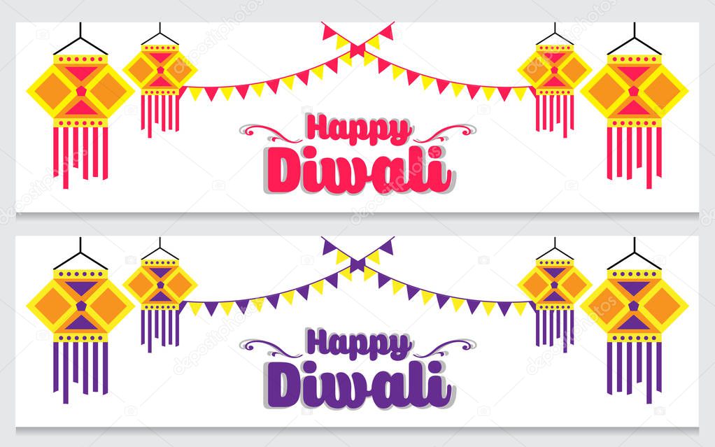 Indian festival diwali celebration banners with creative festive elements 