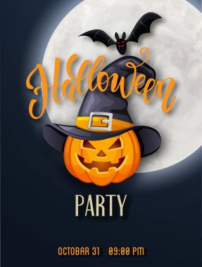 Mutlu Cadılar Bayramı şablonu şapkalı balkabağı