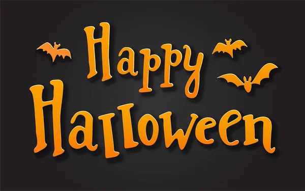 Boldog Halloween Kártya Sablon Denevérek Fekete Háttér — Stock Vector