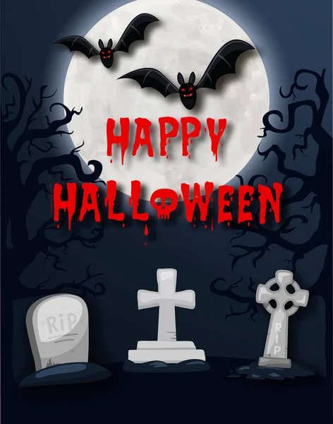 Boldog Halloween Kártya Sablon Rip Kövek — Stock Vector