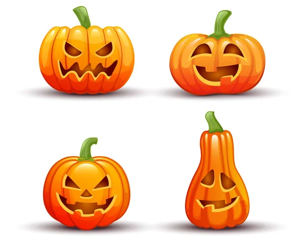 Happy Halloween Card Template Scary Pumpkins — Stock Vector