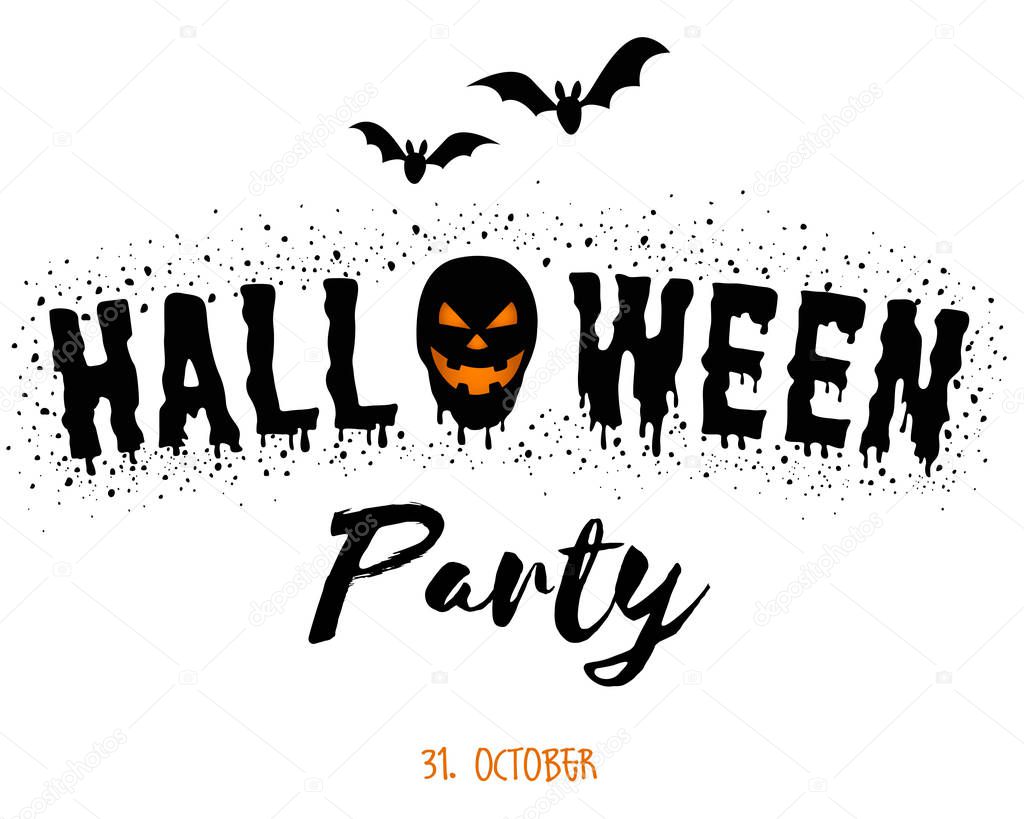 Happy Halloween party card template with bats