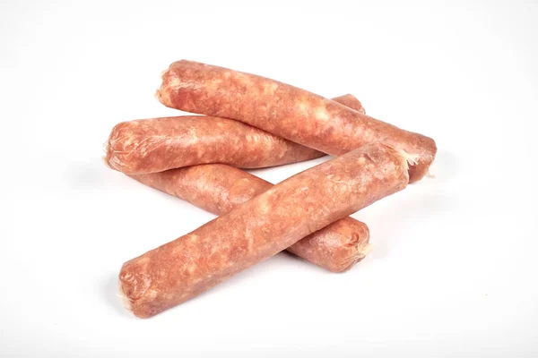 Raw meat sausages isolated on white background — Stock Photo, Image