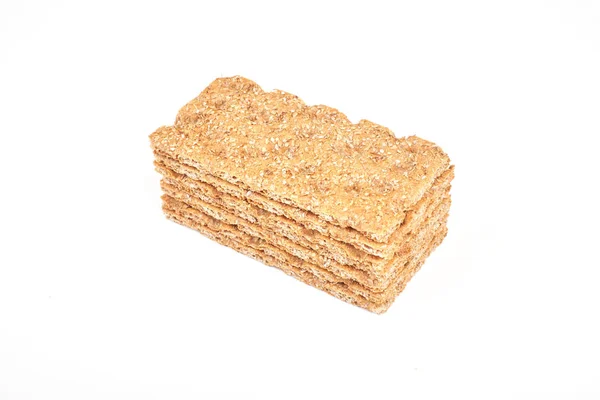 El pan crujiente sano aislado sobre fondo blanco —  Fotos de Stock