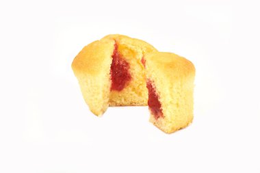 Kek, iki bölümden yakın-up. Beyaz arka plan üzerinde izole.