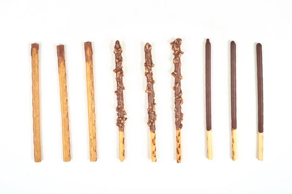 Set of chocolate biscuit stick isolated on white background. — Stock Photo, Image