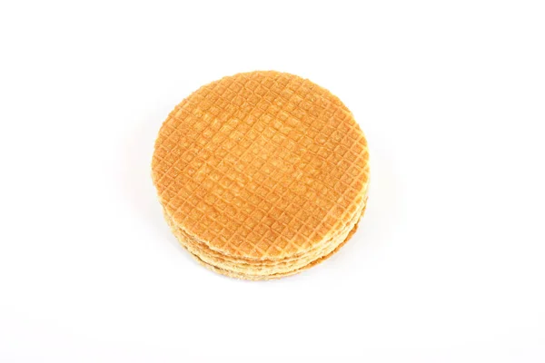 Gofre holandés llamado stroopwafel aislado sobre un fondo blanco . —  Fotos de Stock