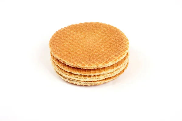 Dutch waffle called a stroopwafel isolated on a white background. — Stock Photo, Image