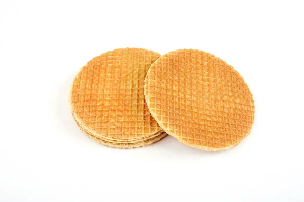 Dutch waffle called a stroopwafel isolated on a white background. — Stock Photo, Image