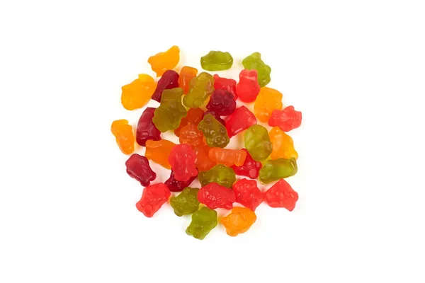 Colorido comer goma ursos doces geleia, isolado no fundo branco . — Fotografia de Stock