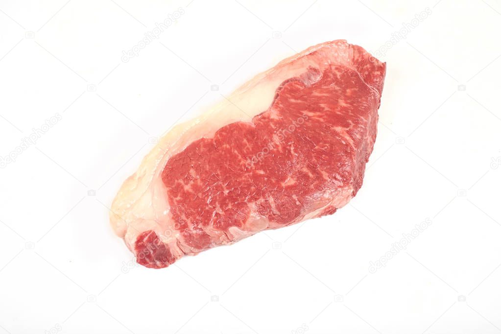 raw beef sirloin steak isolated on white background