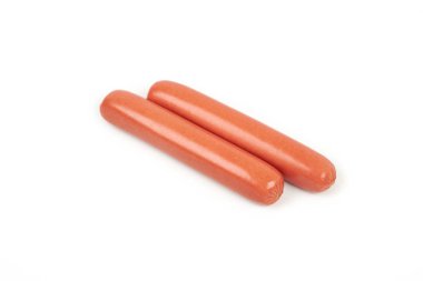 Beyaz arka plan üzerinde izole taze sosis haşlama