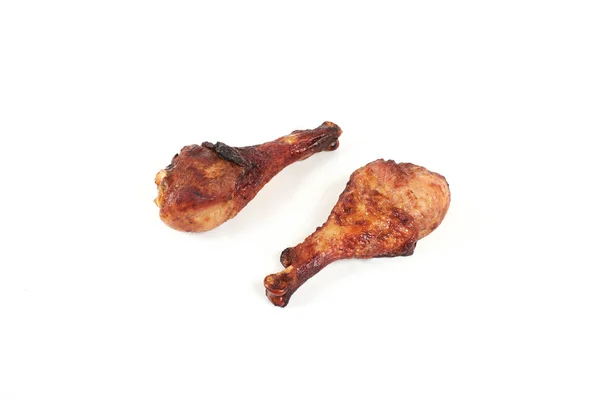 Kurczak pieczony nogi na białym tle. — Zdjęcie stockowe