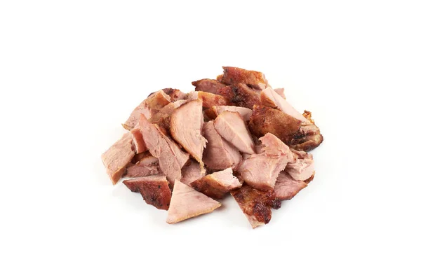 Kousky masa pečené kuře, izolované na bílém pozadí. — Stock fotografie