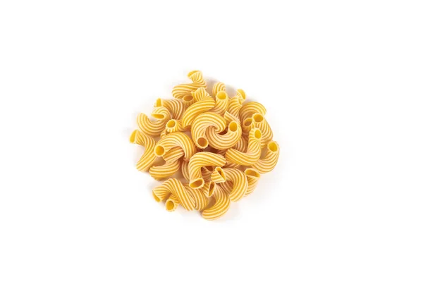 Massa cavatappi com listras isoladas sobre fundo branco. — Fotografia de Stock