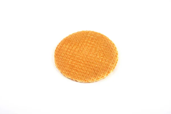 Round ruddy waffle isolated on white background. — Stock Photo, Image