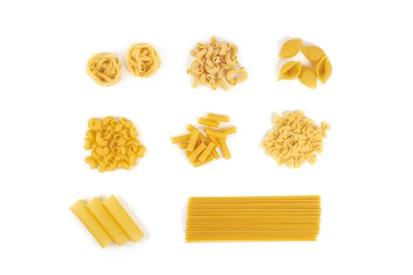 Collection of italian pasta portion isolated on white background. — Stock Photo, Image