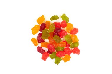 Renkli yemek şeker jöleli şeker, beyaz arka plan üzerinde izole.