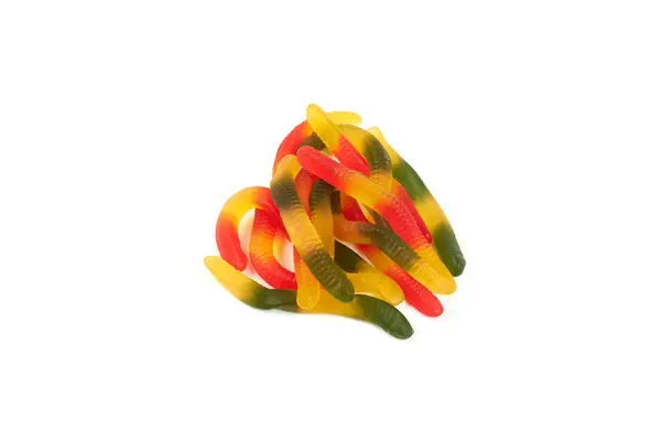 Gummy gelei worm candy op geïsoleerde op witte achtergrond. — Stockfoto
