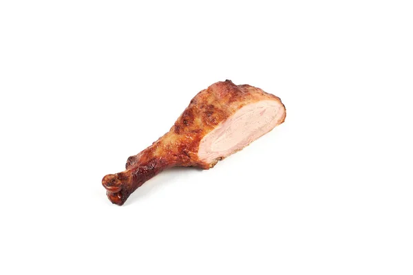 Roast and cuted turkey leg isolated on white background. — Stock Photo, Image