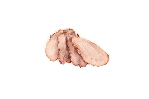 Slices of grilled chicken meat, isolated on white background. — Stock Photo, Image