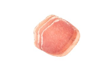 İtalyan jambonu mu jamon mu? Beyaz arka planda izole edilmiş. Çiğ jambon.