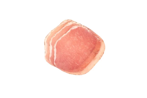 Italiaanse prosciutto of jamon. Geïsoleerd op witte achtergrond. Rauwe ham. — Stockfoto