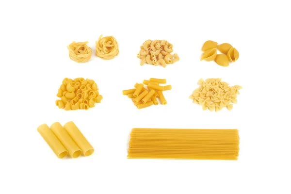 Collection of italian pasta portion isolated on white background. — Stock Photo, Image