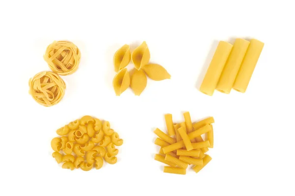 Insamling av italiensk pasta del isolerad på vit bakgrund. Royaltyfria Stockfoton