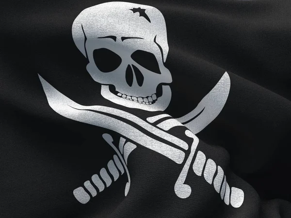 Jolly Roger flaga ilustracja. Tkanina tekstura Bandera piratów — Zdjęcie stockowe