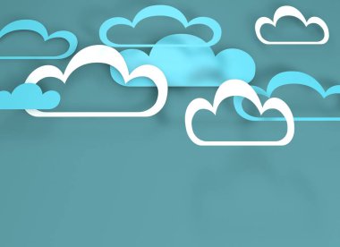 Kağıt kesme tasarım bulutlu. Mavi gökyüzü, bulutlar.