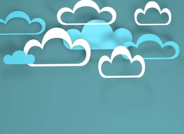 Kağıt kesme tasarım bulutlu. Mavi gökyüzü, bulutlar.