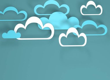 Kağıt kesme tasarım bulutlu. Mavi gökyüzü, bulutlar.