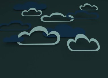Kağıt kesme tasarım bulutlu. Mavi gökyüzü, bulutlar.