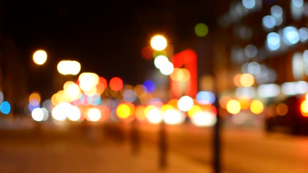 Lumières Colorées Floues Abstraites Des Voitures Mouvement Dans Rue Soir — Video