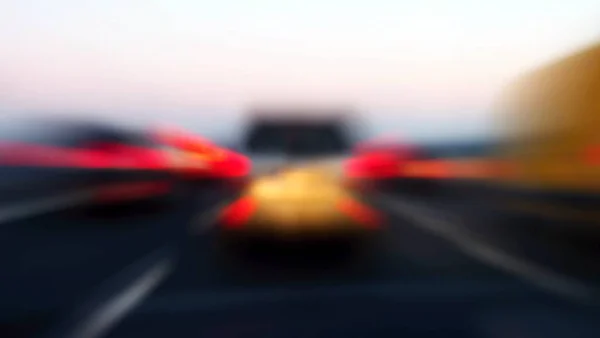 Zoom Flou Des Feux Arrière Des Voitures Mouvement Sur Autoroute — Photo