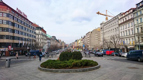 Прага Чешская Республика Февраля 2019 Вид Вацлавскую Площадь Праге Чехия — стоковое фото