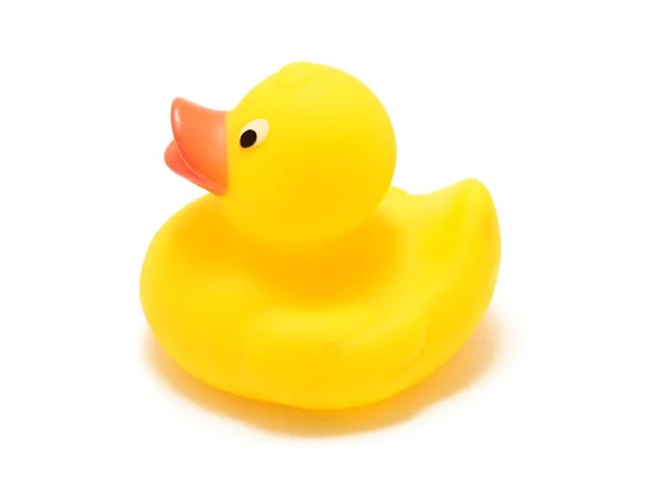 Classic Floating Yellow Bathtub Rubber Toy Duck White Background — Stock Photo, Image